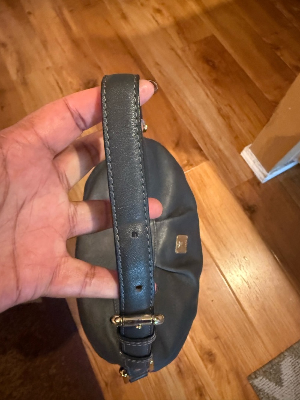 MCM Black Embossed Leather Shoulder Hobo Bag - Picture 8 of 13